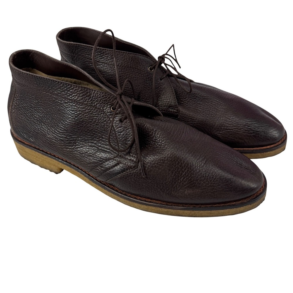 Taft Handcrafted Spain Brown Pebbled Leather Chukka Boots Crepe Sole Mens 48